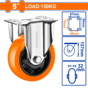 5" Rigid Caster Wheel 150kg Load - PP+PVC, Double Ball Bearing