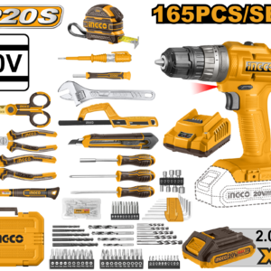 165-Piece Cordless Tool Kit - 20V Drill, 2.0Ah Battery, Full Accessories