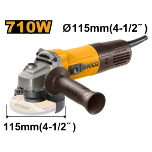 Compact 710W Angle Grinder with 115mm Disc for Versatile Grinding
