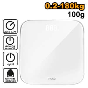 Stainless Steel Bathroom Scale 180kg - 280x280mm, 0.1kg Division