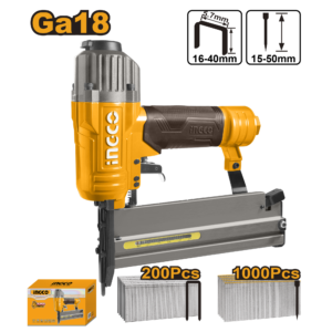 2-in-1 Pneumatic Brad Nailer/Stapler - 18GA, 15–50mm Brads, 16–40mm Staples