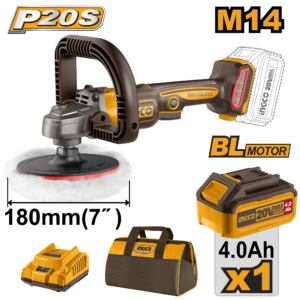 20V Brushless 7" Polisher Kit - 2500 RPM Variable, 180mm Pad, 4.0Ah Battery