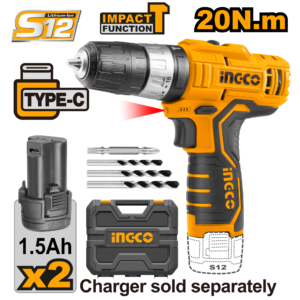 12V Lithium-Ion Cordless Impact Drill with USB-C Charging Port – C5