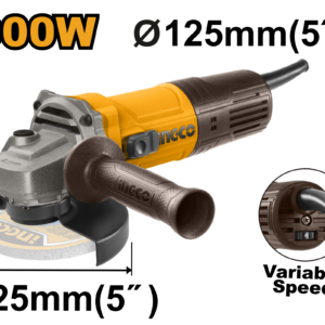 900W Variable Speed Angle Grinder - 125mm Disc, 5000–12,000 RPM