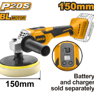 20V Brushless Variable Speed Cordless Polisher C6 - 150mm Pad, 500-2800 RPM, Digital Display