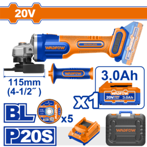 Brushless Motor 20V Cordless Angle Grinder with 115mm Disc