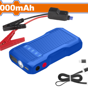 Compact 12V Lithium-Ion Jump Starter with 8000mAh Battery and LED Flashlight