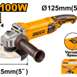 1100W Variable Speed Angle Grinder - 125mm Disc, 5000–12,000 RPM