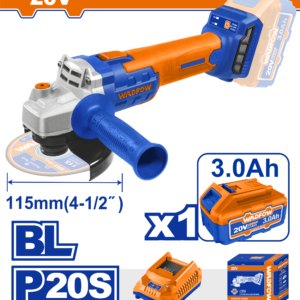 Brushless Motor 20V Cordless Angle Grinder – Color Box Packaging