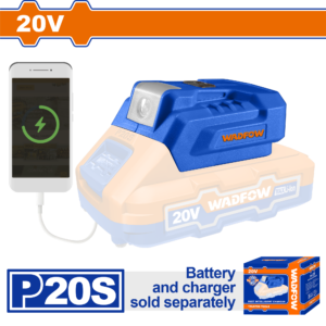 20V Cordless Power Bank Inverter - 5V/1A USB + 12V/0.5A DC, LED Indicator