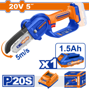 20V Cordless Mini Chainsaw Pruner - 5" Bar, 5m/s Chain, 1.5Ah Battery Kit