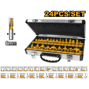 24-Piece Router Bit Set - 6mm Shank, Carbide-Tipped