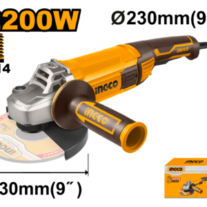 2200W Angle Grinder - 230mm Disc, 6600 RPM, Extra Brushes