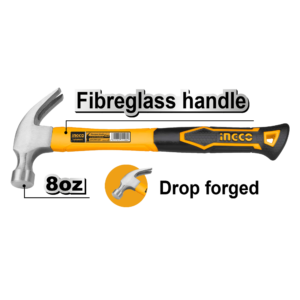 Lightweight 8oz Claw Hammer with Durable Fiberglass Handle