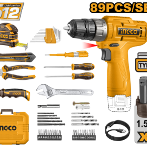 89-Piece Household Tools Set with 12V Cordless Drill – P1C5