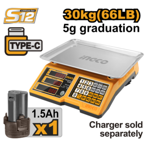 12V Cordless Precision Scale 30kg C1 - 5g Graduation, 330x240mm, USB-C