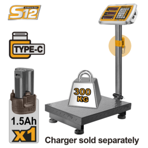 12V/AC Hybrid Platform Scale 300kg - 50g, 400x500mm, USB-C Backup