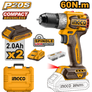Complete 20V Brushless Cordless Impact Drill Kit with Batteries and Accessories