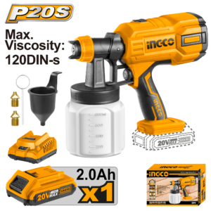 20V Cordless Spray Gun Kit C8 - 800mL/min, 2.0Ah Battery + Fast Charger