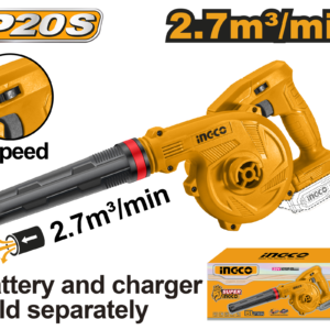 20V Variable Speed Cordless Blower Bare - 0-18000 RPM, 2.7m³/min, 2-Speed