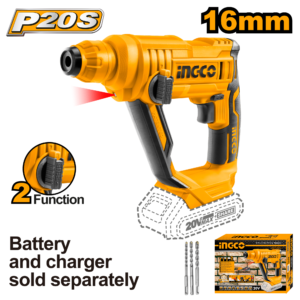 20V Cordless SDS-Plus Rotary Hammer Bare Tool C4 - 1.5J, 16mm Concrete, 3 Bits