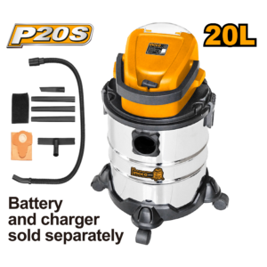 20V Cordless Wet/Dry Vacuum - 8kPa, 20L Stainless, HEPA Filter