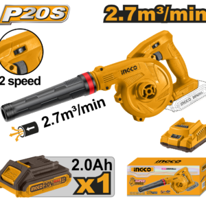 20V Variable Speed Cordless Blower Kit - 0-18000 RPM, 2.7m³/min, 2.0Ah Battery