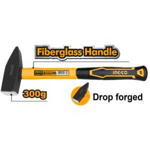 300g Machinist Hammer P6C36 - Drop-Forged 45# Steel, Fiberglass Handle