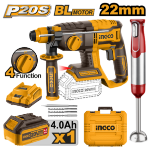 20V Brushless Rotary Hammer 22mm + 11V Hand Blender Combo - 2.0J, 4.0Ah Battery