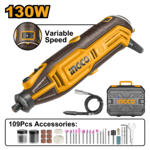 130W Variable Mini Rotary Tool - 35,000 RPM, Flex Shaft, 109 Accessories