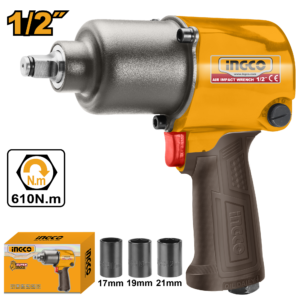 1/2" Air Impact Wrench - 610Nm, Twin Hammer, 3 Sockets