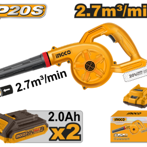20V Single-Speed Cordless Blower Kit - 18000 RPM, 2.7m³/min, Dual 2.0Ah Batteries