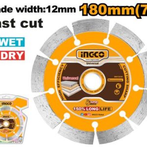 180mm (7") Dry Diamond Stone Blade 12mm Segment - Brick/Concrete Wet/Dry, Blister Pack