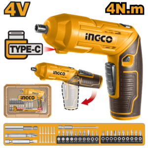 4V Cordless Screwdriver Mega Kit - 240 RPM, 4Nm, 23 Bits, Plastic Box