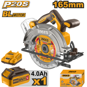 20V Brushless Cordless Circular Saw 165mm - 5200 RPM, 55mm@90°, 4.0Ah Battery Kit