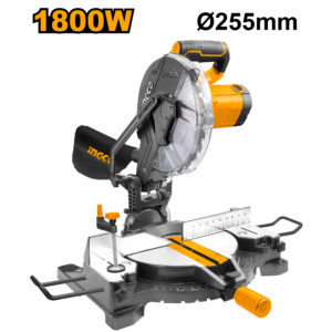 High-Power 1800W Mitre Saw with 255mm TCT Blade and Double Bevel Cutting