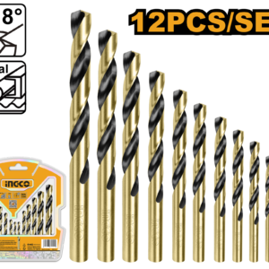12-Piece High-Speed Steel (HSS) Twist Drill Bit Set for Metal and Wood