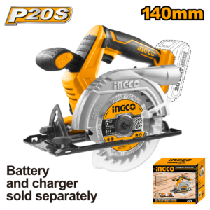 20V Cordless Circular Saw Bare 140mm - 3600 RPM, 40mm@90°