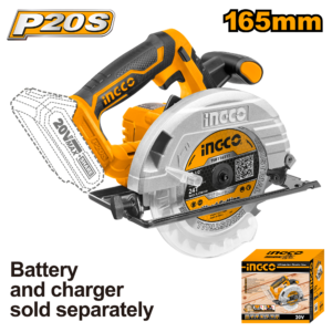 20V Cordless Circular Saw Bare 165mm - 4600 RPM, 55mm@90°