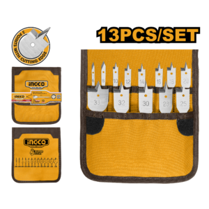 13-Piece Flat Wood Drill Bit Set with 1/4" Hex Shank