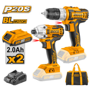 20V Cordless Drill + Impact Driver Combo Kit C4 - 45Nm/170Nm, Dual 2.0Ah Batteries