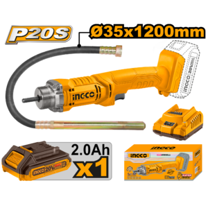 20V Cordless Concrete Vibrator - 35x1200mm Poker, 2300 RPM, 2.0Ah Kit