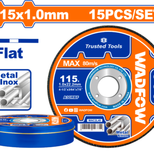 15-Pack 115mm (4-1/2") Ultra-Thin Metal Cutting Discs 1.0mm - 13300 RPM, INOX Stainless, Metal Tin