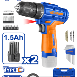 12V 2-Speed Cordless Drill Kit - 1500 RPM, 47-Piece Accessories, Dual 1.5Ah USB-C