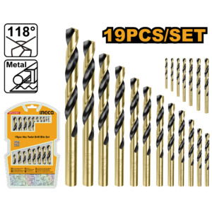 19-Piece High-Speed Steel Twist Drill Bit Set for Comprehensive Drilling