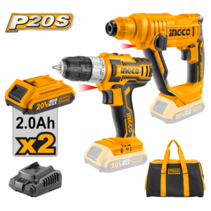 20V Cordless Drill + Rotary Hammer Combo C4 - 45Nm/1.5J, Dual 2.0Ah Batteries