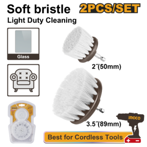 2-Piece Soft Bristle Cleaning Brush Set - 2" + 3.5" Nylon, Siding & Glass Detailing