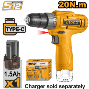 12V Single-Speed Cordless Drill P1C10 - 750 RPM, 20Nm, 1.5Ah USB-C Battery
