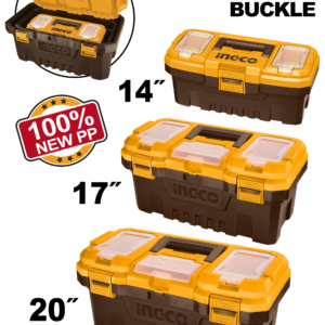 3-Piece Stackable Plastic Tool Box Organizer Set - 14"/17"/20", PP Buckles, Trays & Scales