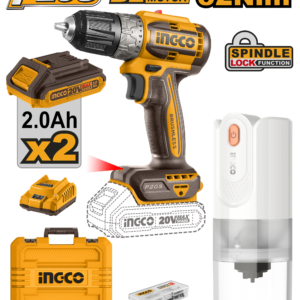 20V Brushless Cordless Impact Drill & 4V Coffee Grinder Combo Kit - 52Nm, Dual 2.0Ah Batteries, 47 Accessories